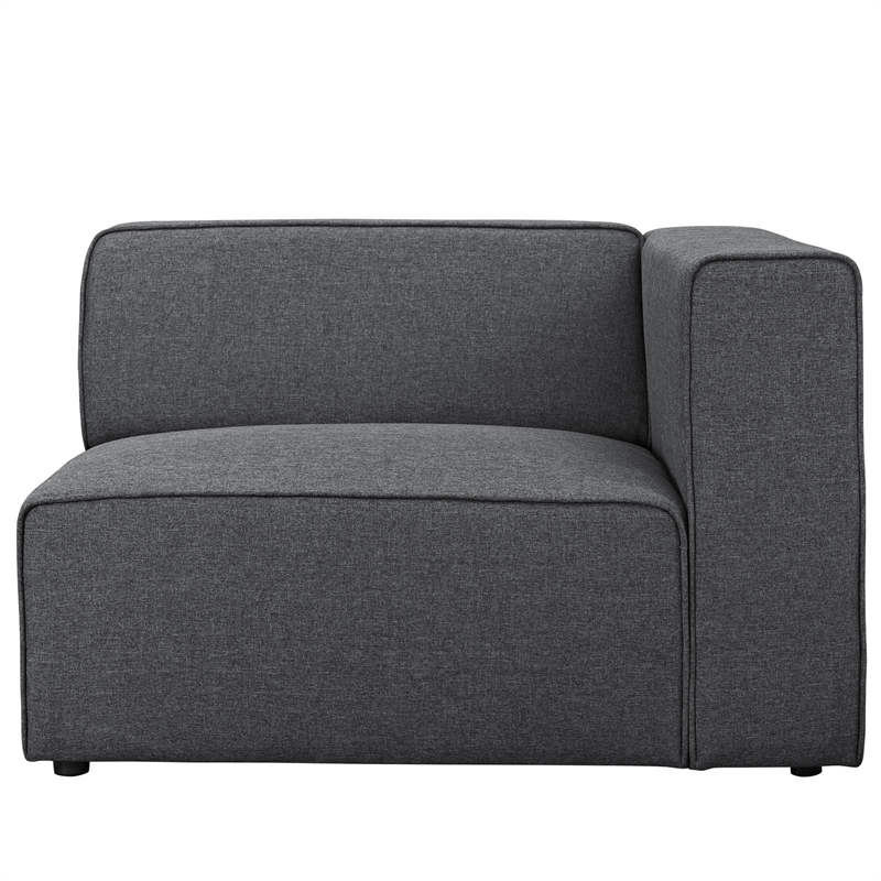 Maklaine Modern Polyester Fabric Right-Facing Sofa Chair in Gray