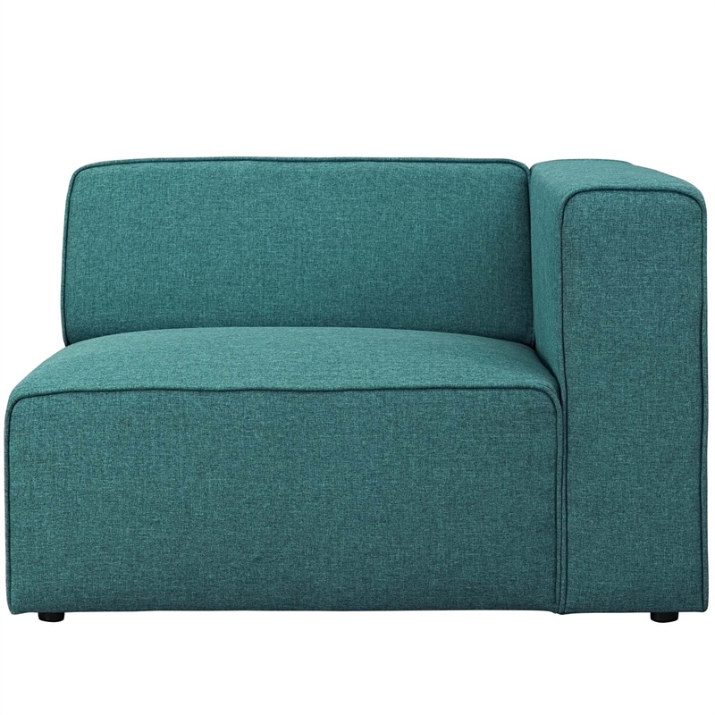 Maklaine Modern Polyester Fabric Right-Facing Sofa Chair in Teal Blue