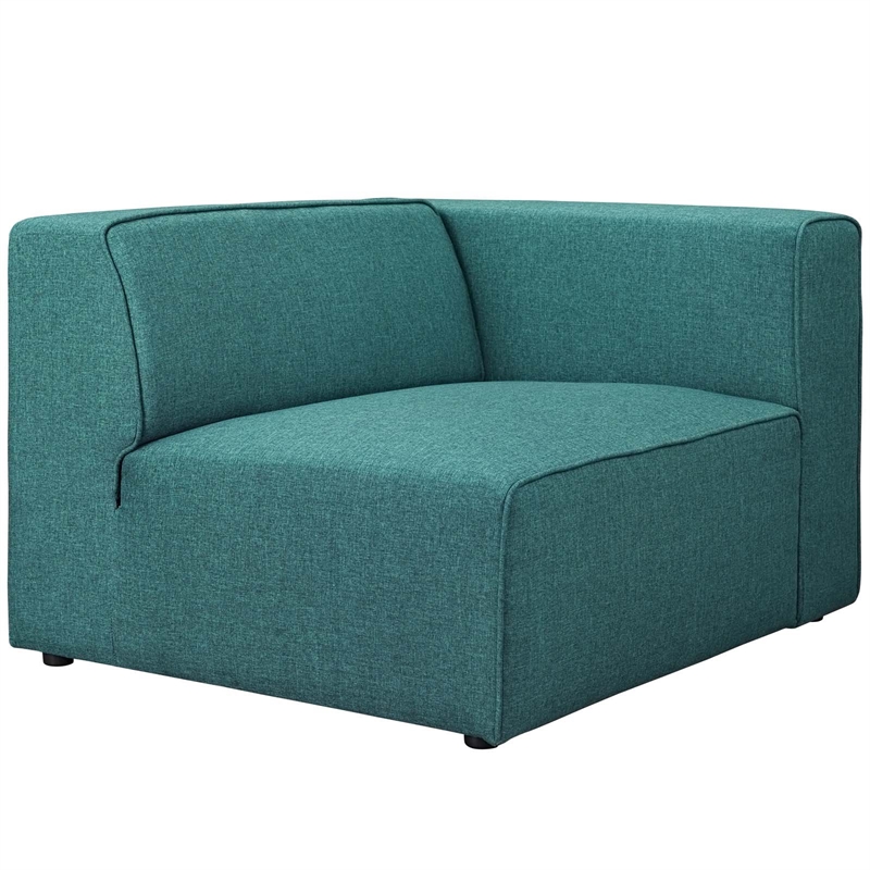 Maklaine Modern Polyester Fabric Right-Facing Sofa Chair in Teal Blue
