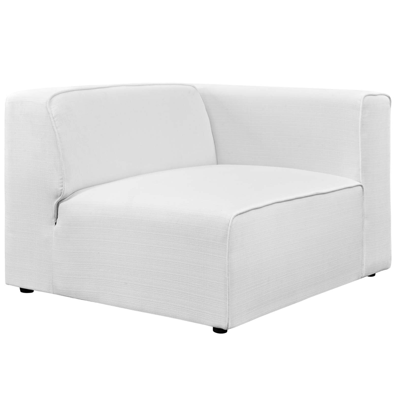 Maklaine Modern Polyester Fabric Right-Facing Sofa Chair in White