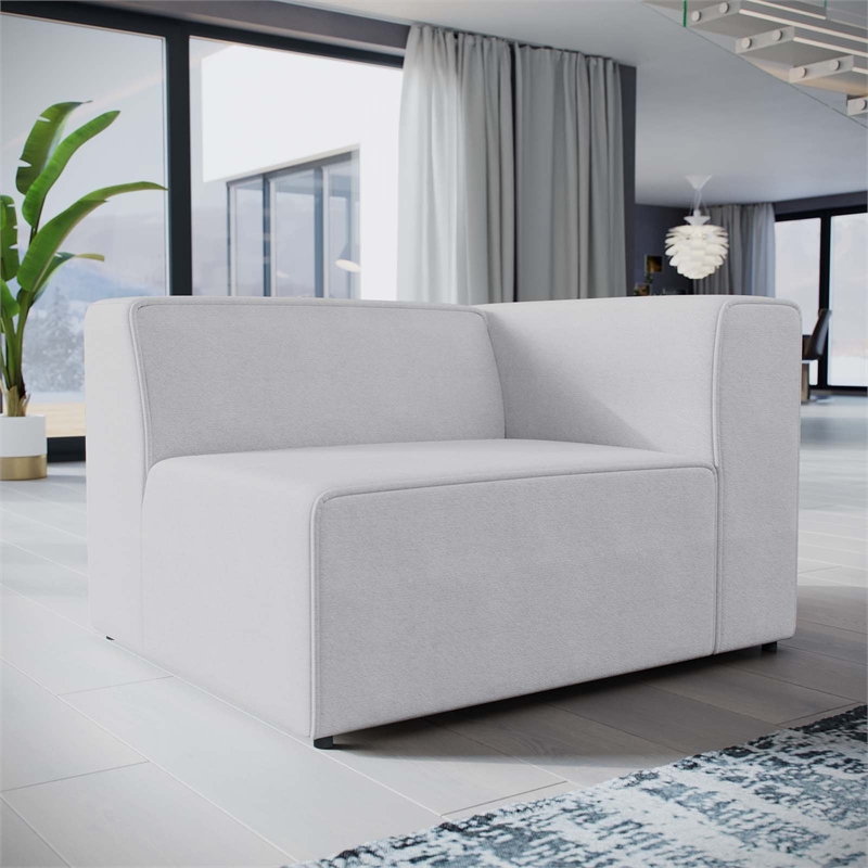 Maklaine Modern Polyester Fabric Right-Facing Sofa Chair in White