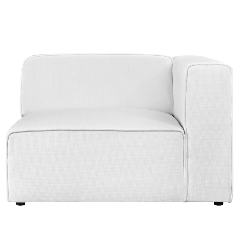 Maklaine Modern Polyester Fabric Right-Facing Sofa Chair in White