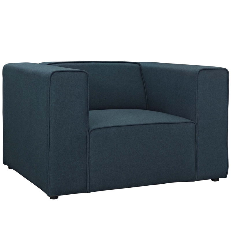 Maklaine Contemporary Upholstered Fabric Accent Chair in Blue