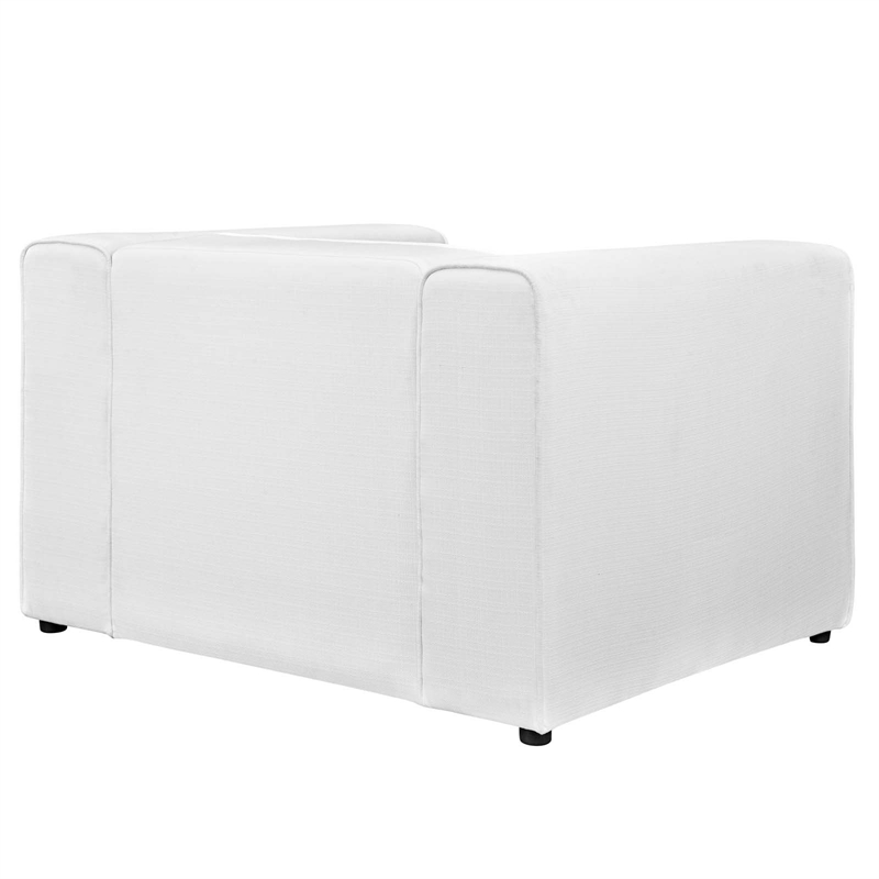 Maklaine Modern Upholstered Polyester Fabric Armchair in White