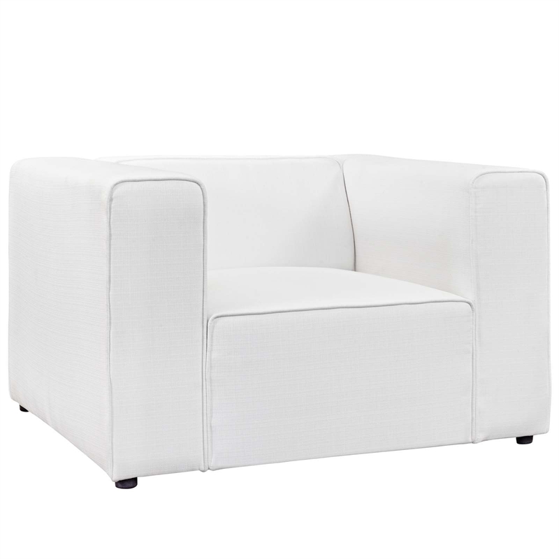 Maklaine Modern Upholstered Polyester Fabric Armchair in White