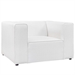 Maklaine Modern Upholstered Polyester Fabric Armchair in White