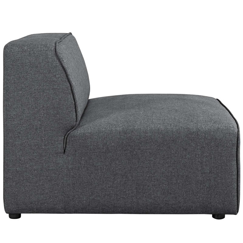 Maklaine Contemporary Polyester Fabric Armless Chair in Gray