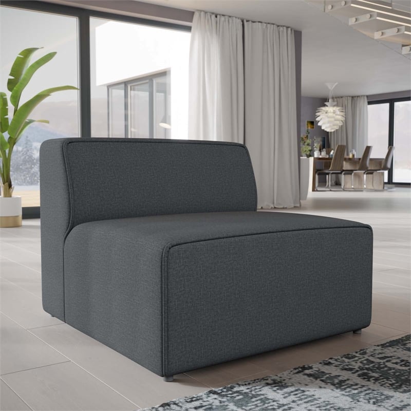 Maklaine Contemporary Polyester Fabric Armless Chair in Gray