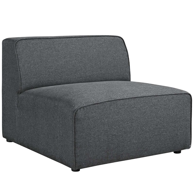 Maklaine Contemporary Polyester Fabric Armless Chair in Gray