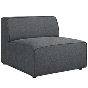 Maklaine Contemporary Polyester Fabric Armless Chair in Gray
