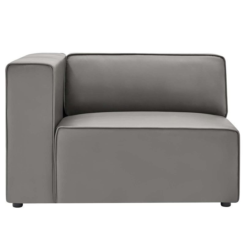 Maklaine Contemporary Faux Leather Left-Arm Chair in Gray Finish