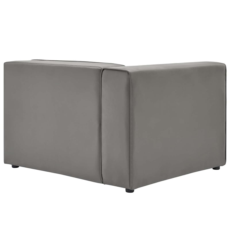 Maklaine Contemporary Faux Leather Left-Arm Chair in Gray Finish