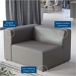 Maklaine Contemporary Faux Leather Left-Arm Chair in Gray Finish