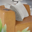 Maklaine Contemporary Faux Leather Left-Arm Chair in Tan Finish