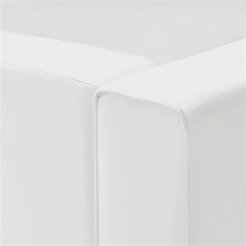 Maklaine Contemporary Faux Leather Left-Arm Chair in White Finish