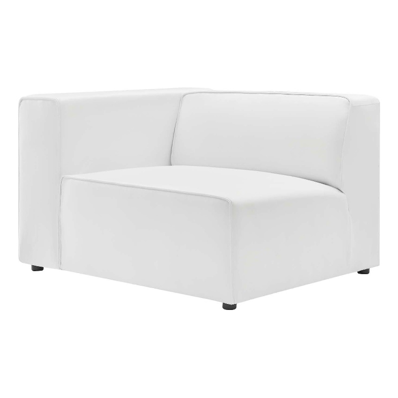 Maklaine Contemporary Faux Leather Left-Arm Chair in White Finish