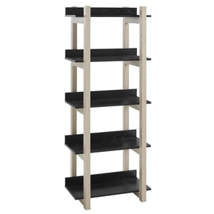 Maklaine Contemporary Modern Natural Grain and Melamine Bookshelf
