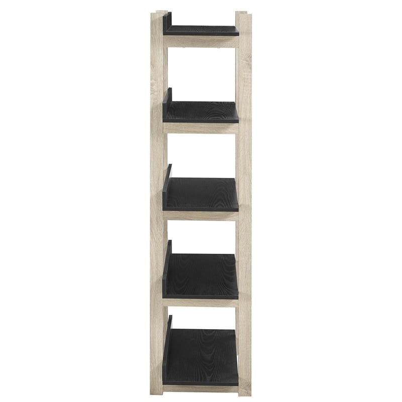 Maklaine Contemporary Modern Natural Grain and Melamine Bookshelf
