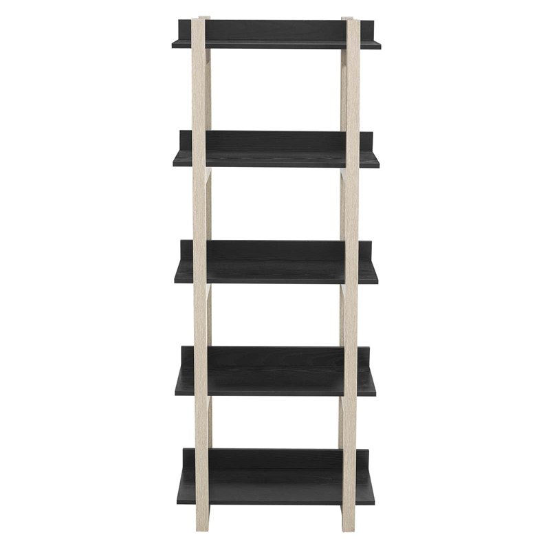 Maklaine Contemporary Modern Natural Grain and Melamine Bookshelf