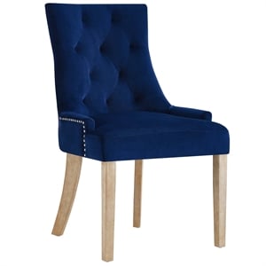 Maklaine Contemporary 19&quot Performance Velvet Dining Chair in Navy
