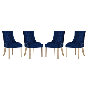 Maklaine 19&quot Modern Performance Velvet Dining Chair in Navy (Set of 4)