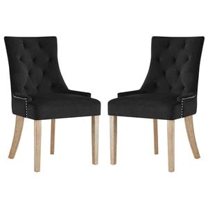 Maklaine 19&quot Modern Performance Velvet Dining Chair in Black (Set of 2)