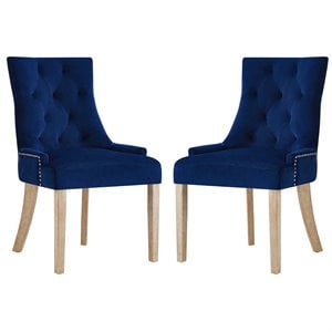 Maklaine 19&quot Modern Performance Velvet Dining Chair in Navy (Set of 2)