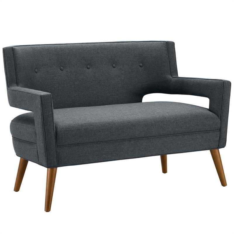 Maklaine Modern Fabric Upholstered Armchair Set in Gray (Set of 2)