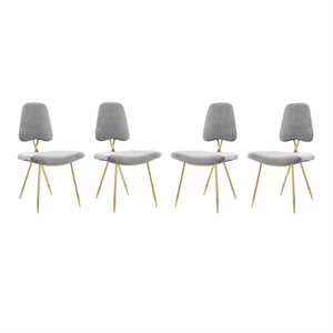 Maklaine 19&quot Modern Velvet Polyester Dining Side Chair in Gray (Set of 4)