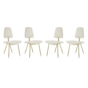 Maklaine 19&quot Modern Velvet Polyester Dining Side Chair in Ivory (Set of 4)