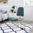 Maklaine Performance Velvet Lounge Chair in Sea Blue and Gold