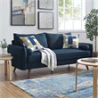 Maklaine Contemporary Fabric Upholstered Sofa in Azure & Walnut