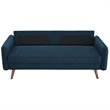 Maklaine Contemporary Fabric Upholstered Sofa in Azure & Walnut