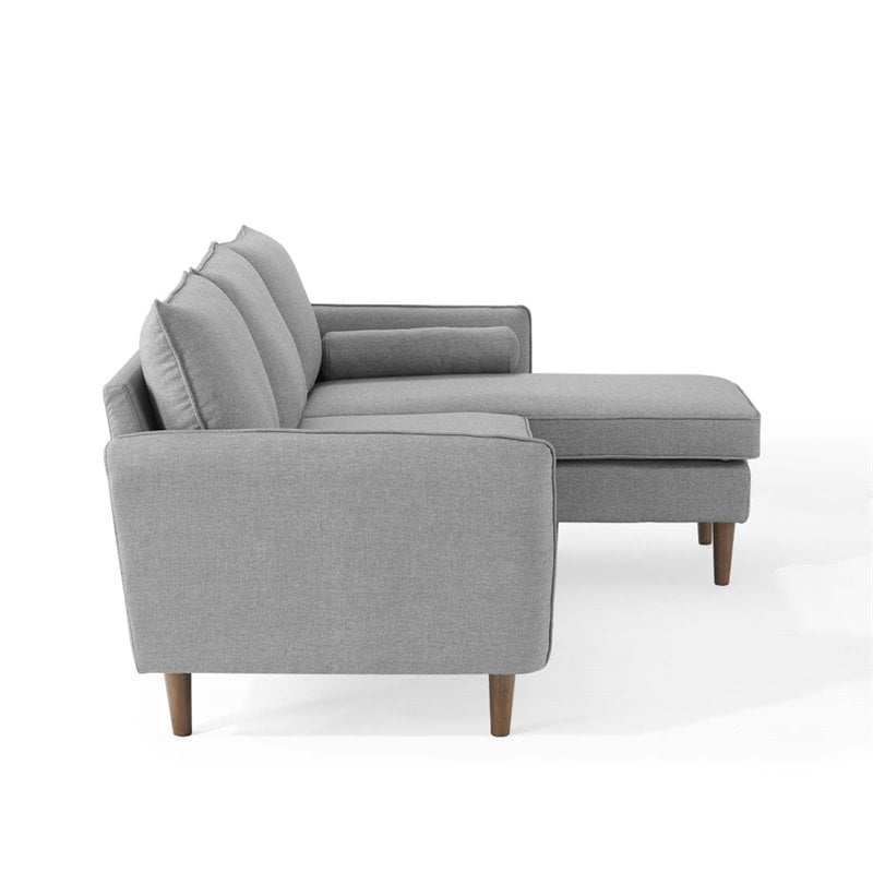 Maklaine Upholstered Fabric Right or Left Sectional Sofa in Light Gray