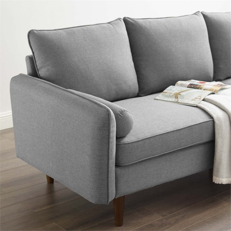 Maklaine Upholstered Fabric Right or Left Sectional Sofa in Light Gray