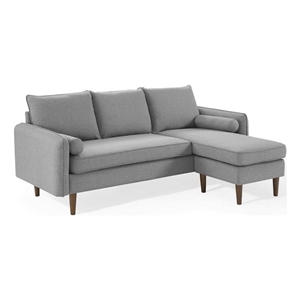 Maklaine Upholstered Fabric Right or Left Sectional Sofa in Light Gray