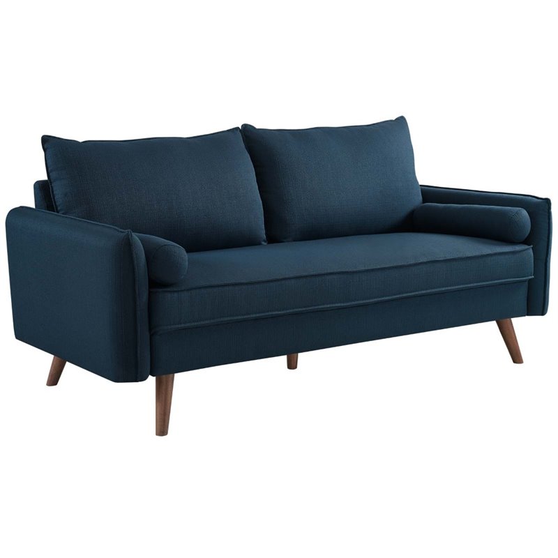Maklaine 2-Piece Fabric Upholstered Sofa and Loveseat Set in Azure Blue