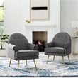 Maklaine Performance Velvet Upholstered Arm Chair in Gray (Set of 2)