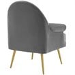 Maklaine Performance Velvet Upholstered Arm Chair in Gray (Set of 2)