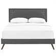 Maklaine Queen Fabric Platform Bed with Round Splayed Legs in Gray