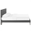 Maklaine Queen Fabric Platform Bed with Round Splayed Legs in Gray
