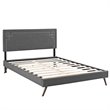 Maklaine Queen Fabric Platform Bed with Round Splayed Legs in Gray