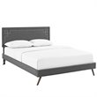 Maklaine Queen Fabric Platform Bed with Round Splayed Legs in Gray