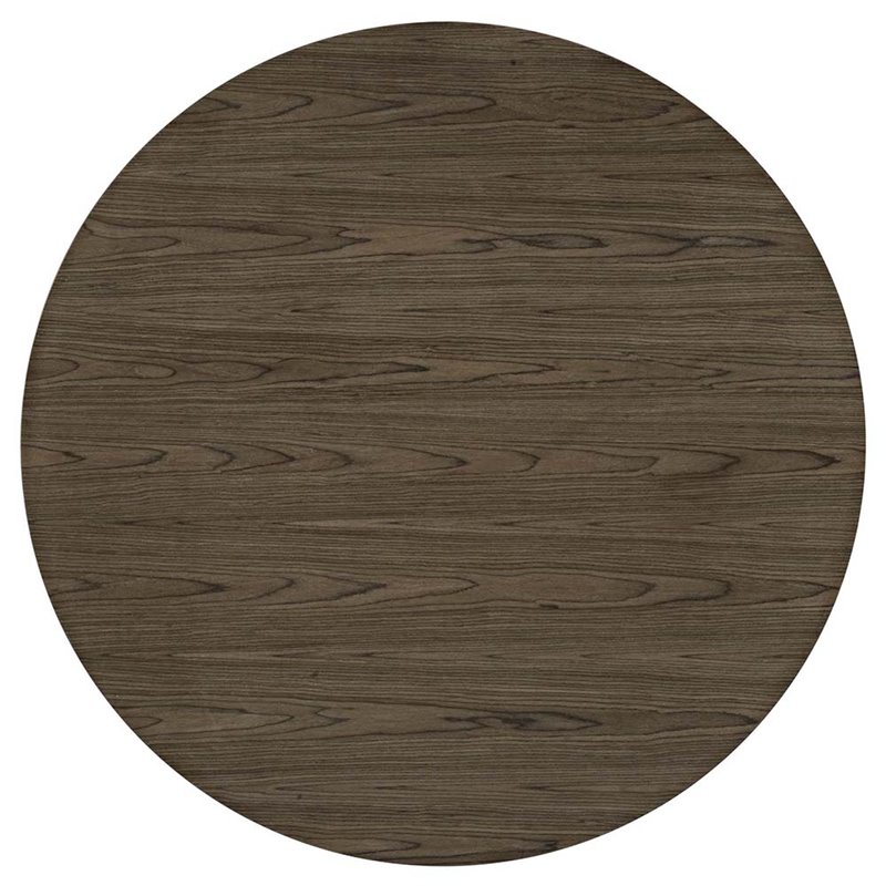 Maklaine Modern Steel and MDF Wood Circular Dining Table in Walnut