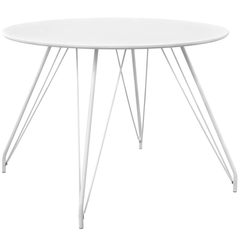 Maklaine Contemporary MDF Wood Circular Dining Table in White