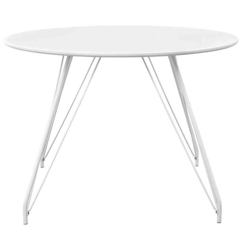 Maklaine Contemporary MDF Wood Circular Dining Table in White