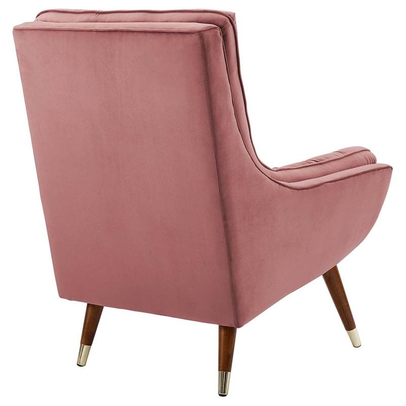 Maklaine Tufted Performance Velvet Lounge Chair in Dusty Rose