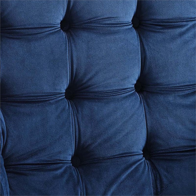 Maklaine Contemporary Tufted Performance Velvet Lounge Chair in Navy