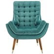 Maklaine Contemporary Tufted Performance Velvet Lounge Chair in Teal