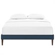 Maklaine Fabric Full Bed Frame with Squared Tapered Legs in Azure